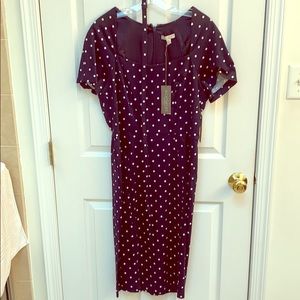 Eva Mendes fitted polka dot dress